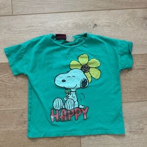 Zara Snoopy T-Shirt - Teal and Yellow